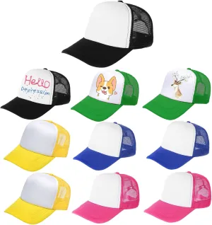 10 Pack Kids Trucker Hats Boys Girls Colorful Baseball Hats Adjustable Sublimation Blank Mesh Plain Baseball Caps