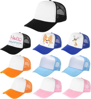 10 Pack Kids Trucker Hats Boys Girls Colorful Baseball Hats Adjustable Sublimation Blank Mesh Plain Baseball Caps