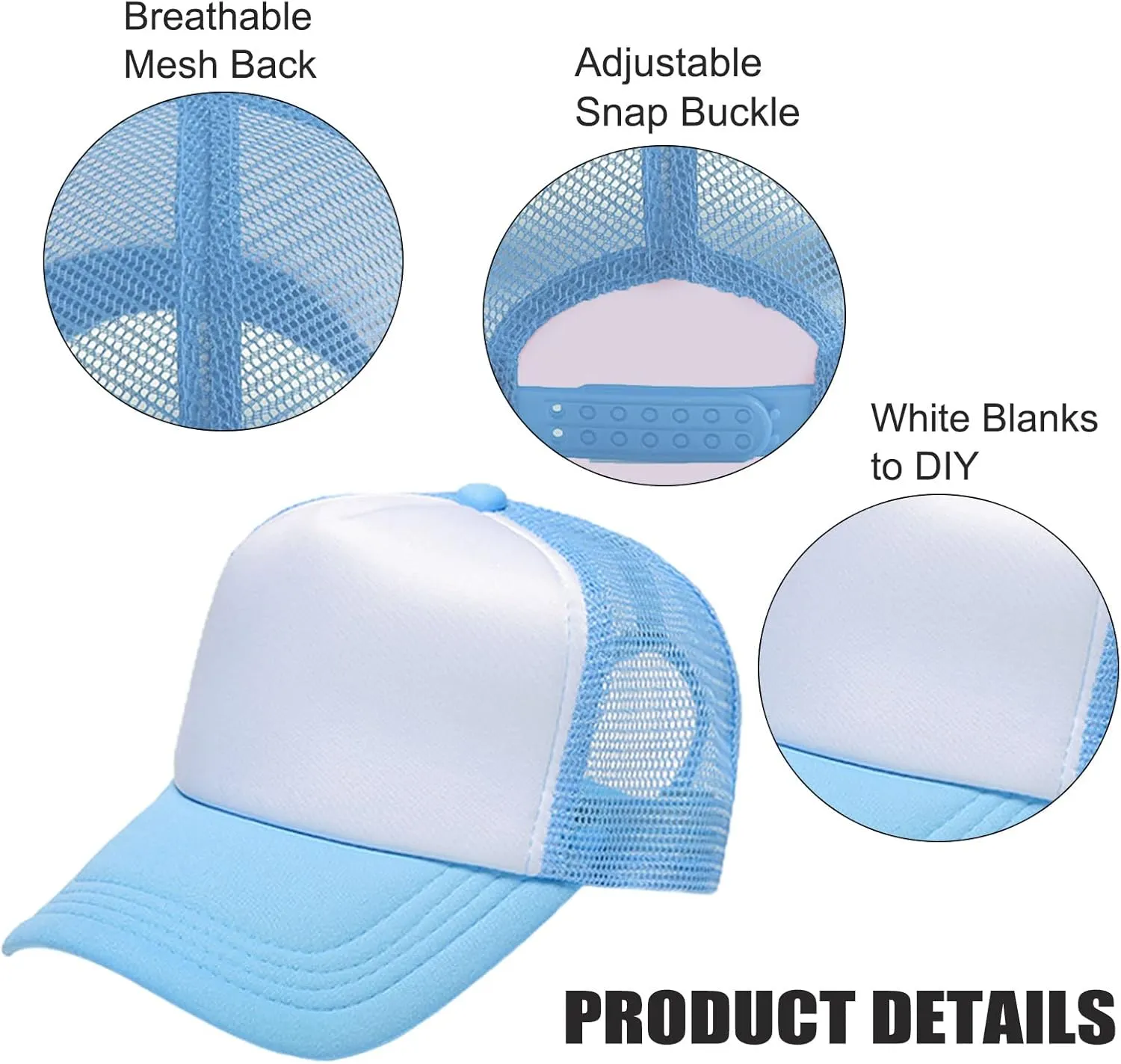 10 Pack Kids Trucker Hats Boys Girls Colorful Baseball Hats Adjustable Sublimation Blank Mesh Plain Baseball Caps