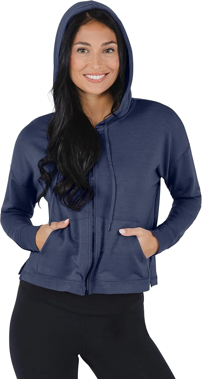90 Degree By Reflex Womens Full-Zip Fleece Lined Hoodie Sweatshirt Jacket