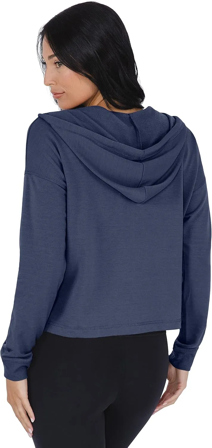 90 Degree By Reflex Womens Full-Zip Fleece Lined Hoodie Sweatshirt Jacket