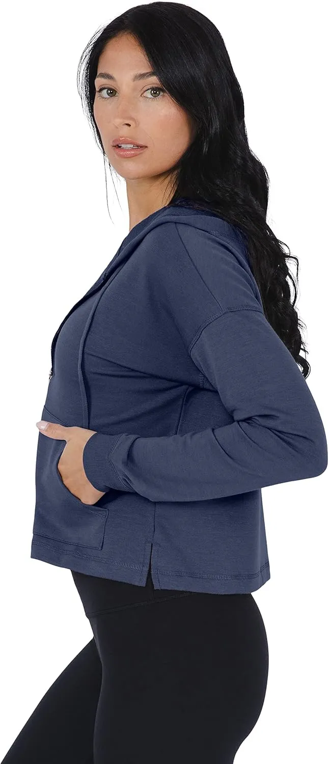 90 Degree By Reflex Womens Full-Zip Fleece Lined Hoodie Sweatshirt Jacket