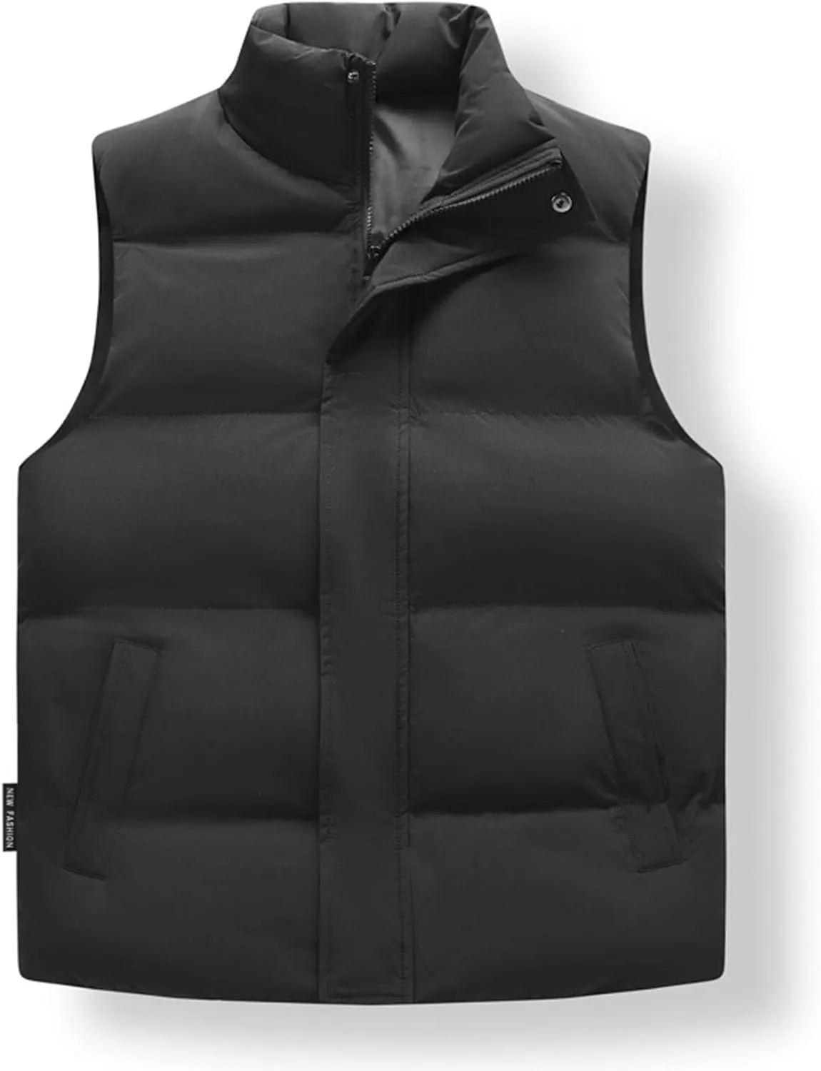 ADHOWBEW Puffer Vest Men Winter Casual Warm Zip Up Sleeveless Stand Collar Vest