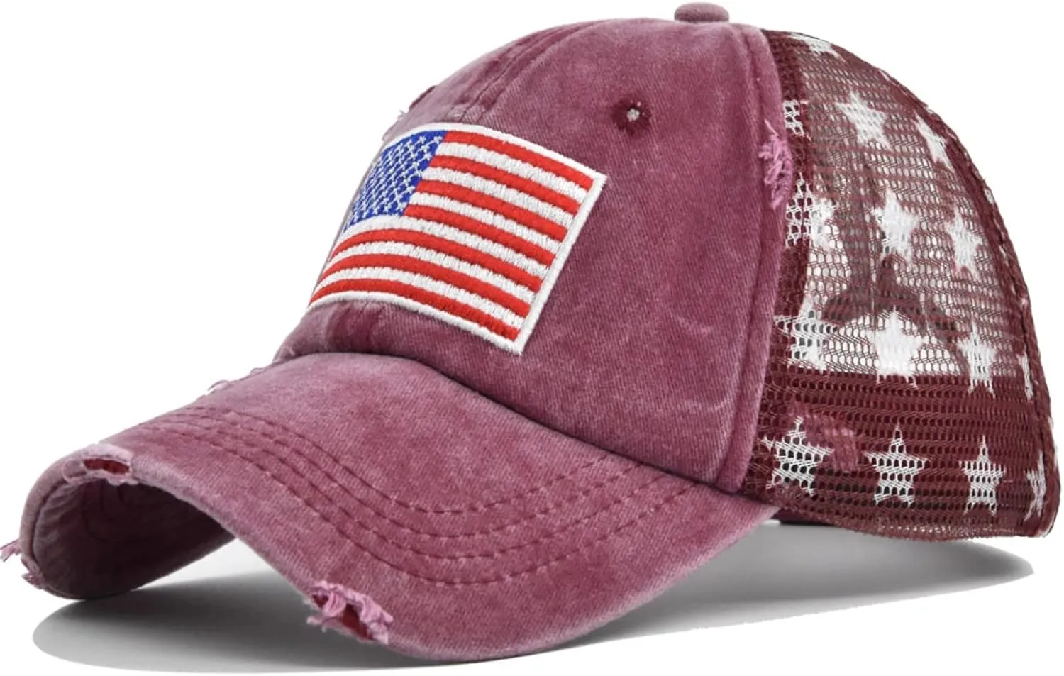 American Flag Hats Vintage Washed Distressed Cotton Dad Hat Baseball Cap Adjustable Unisex Trucker Hats
