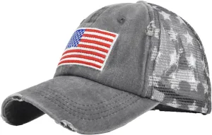American Flag Hats Vintage Washed Distressed Cotton Dad Hat Baseball Cap Adjustable Unisex Trucker Hats