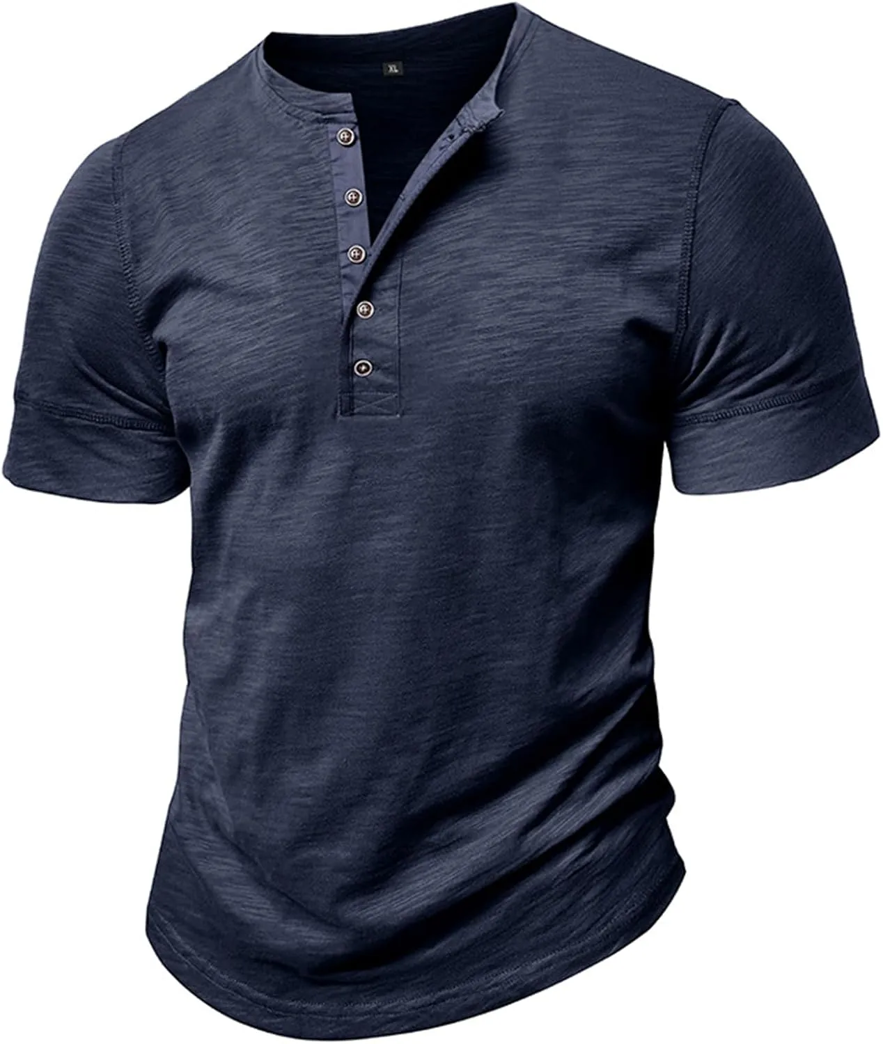 Angbater Mens Short Sleeve Henley Shirts Casual Button T-Shirts Lightweight Basic Cotton Tops