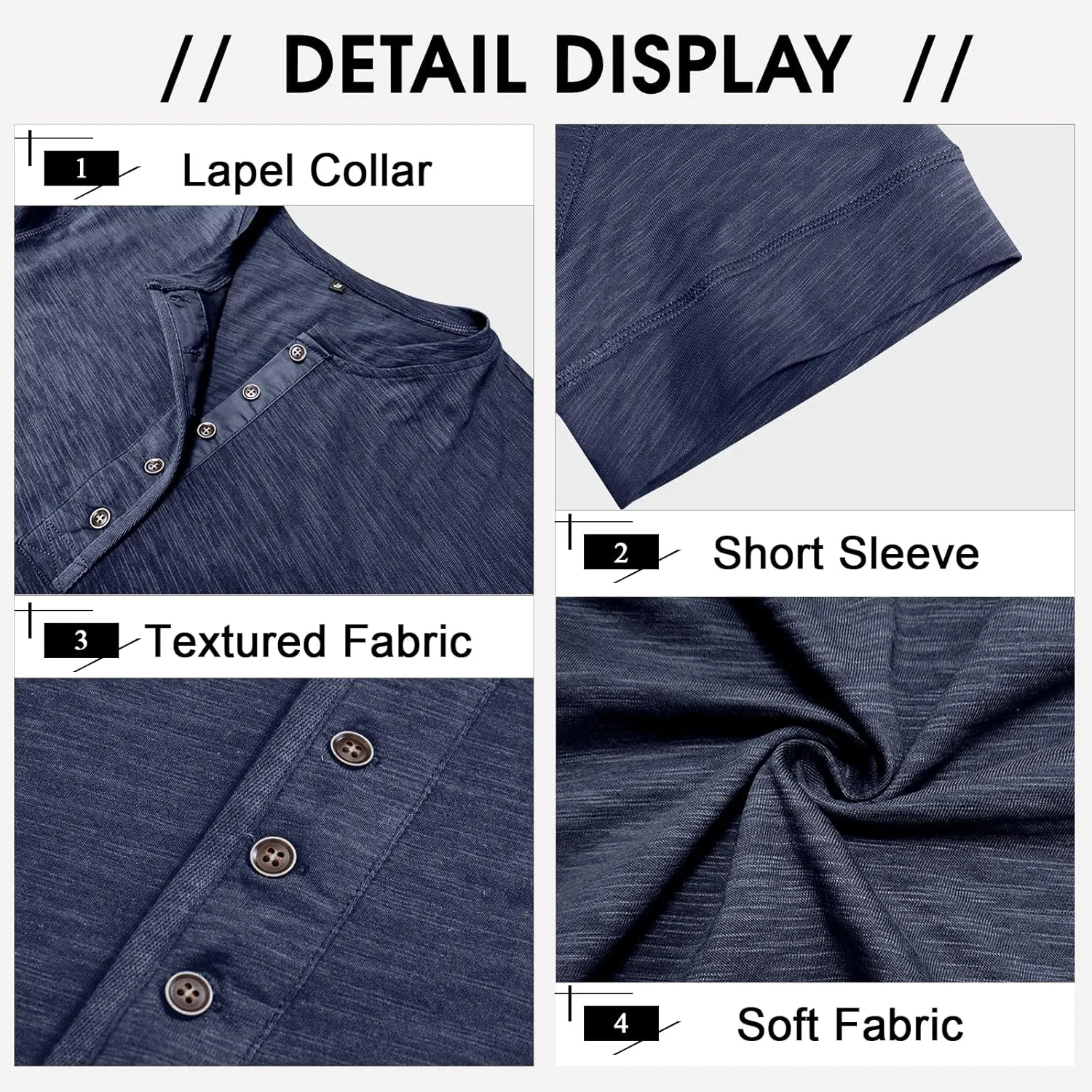 Angbater Mens Short Sleeve Henley Shirts Casual Button T-Shirts Lightweight Basic Cotton Tops