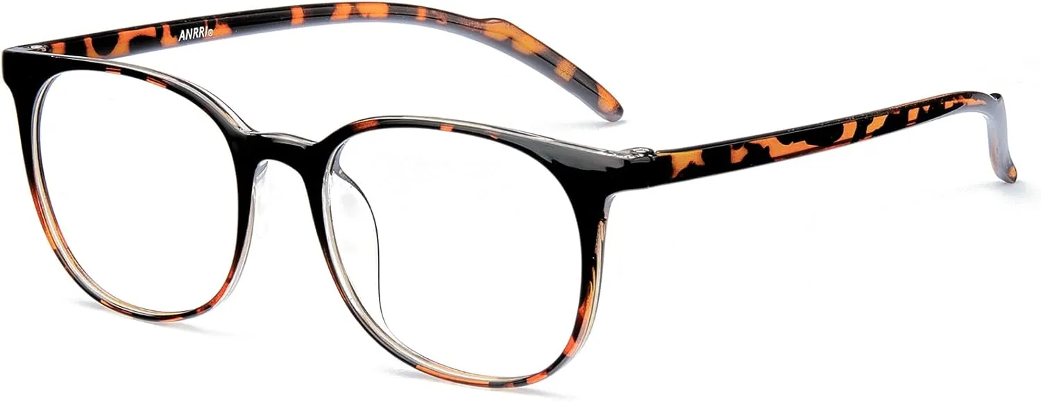 ANRRI Blue Light Blocking Glasses Anti Eye Strain Computer Glasses Filter UV400 Lightweight Frame Eyeglasses for Women Men