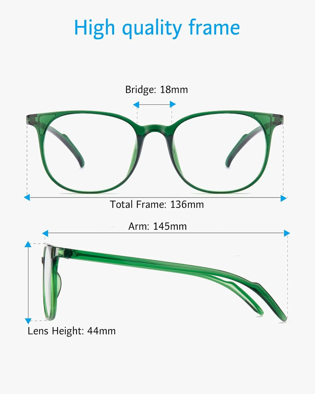 ANRRI Blue Light Blocking Glasses Round Lightweight Eyeglasses Frame Filter Blue Light Computer Game Glasses Green Frame for Men and Women