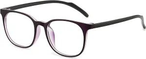 ANRRI Blue Light Blocking Glasses Round Lightweight Eyeglasses Frame Filter Blue Light Computer Game Glasses Purple Frame for Men and Women