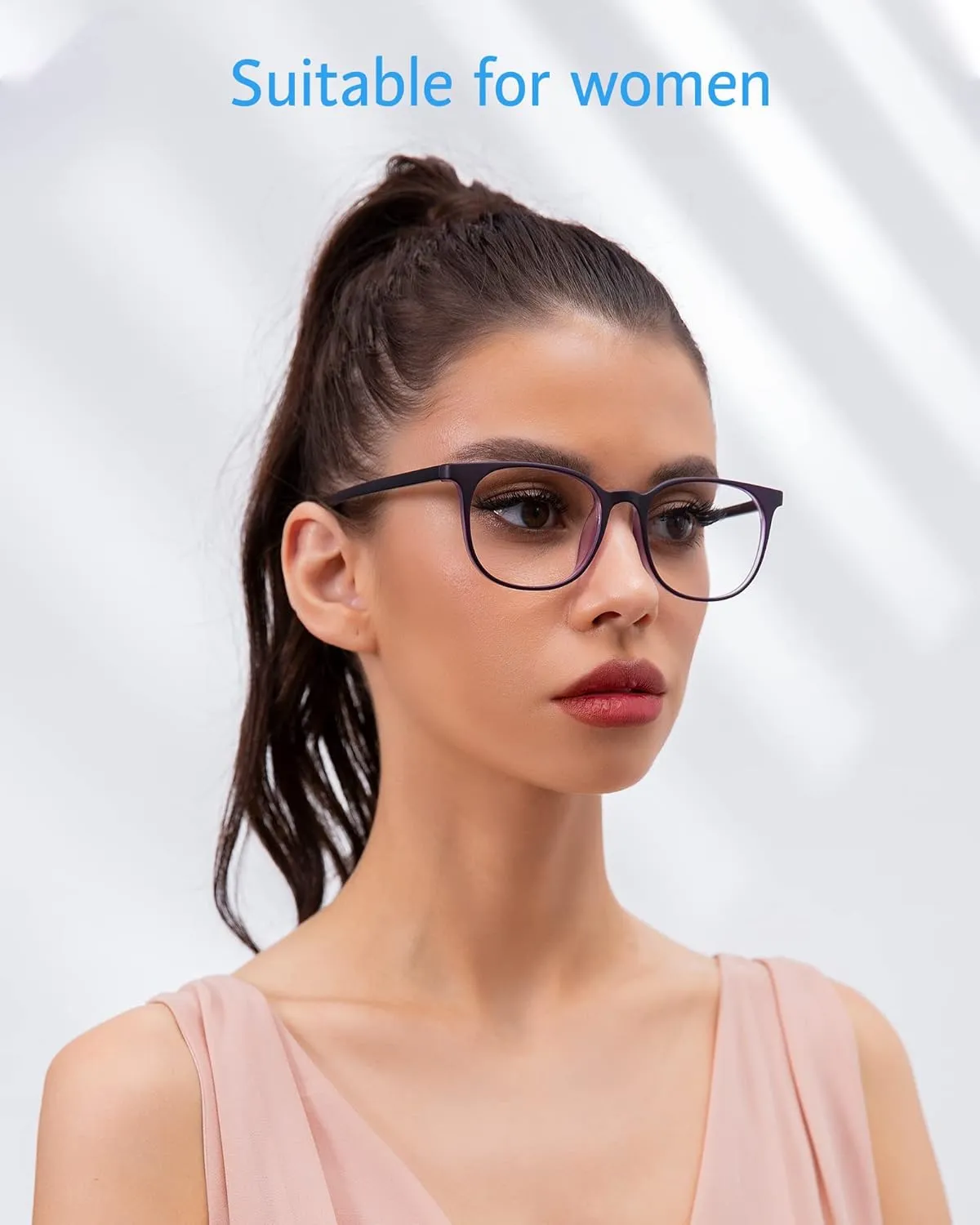 ANRRI Blue Light Blocking Glasses Round Lightweight Eyeglasses Frame Filter Blue Light Computer Game Glasses Purple Frame for Men and Women