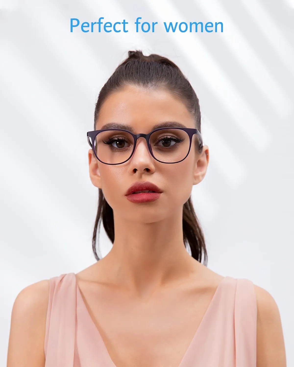 ANRRI Blue Light Blocking Glasses Round Lightweight Eyeglasses Frame Filter Blue Light Computer Game Glasses Purple Frame for Men and Women
