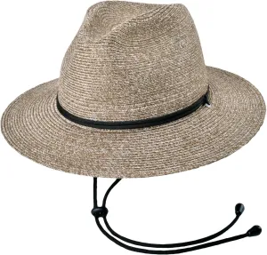Bigalli Odyssey Poly Braid Straw Fedora Hat for Men Women Summer Beach Derby Hat Center Dent, Cord & Chinstrap, UPF 80