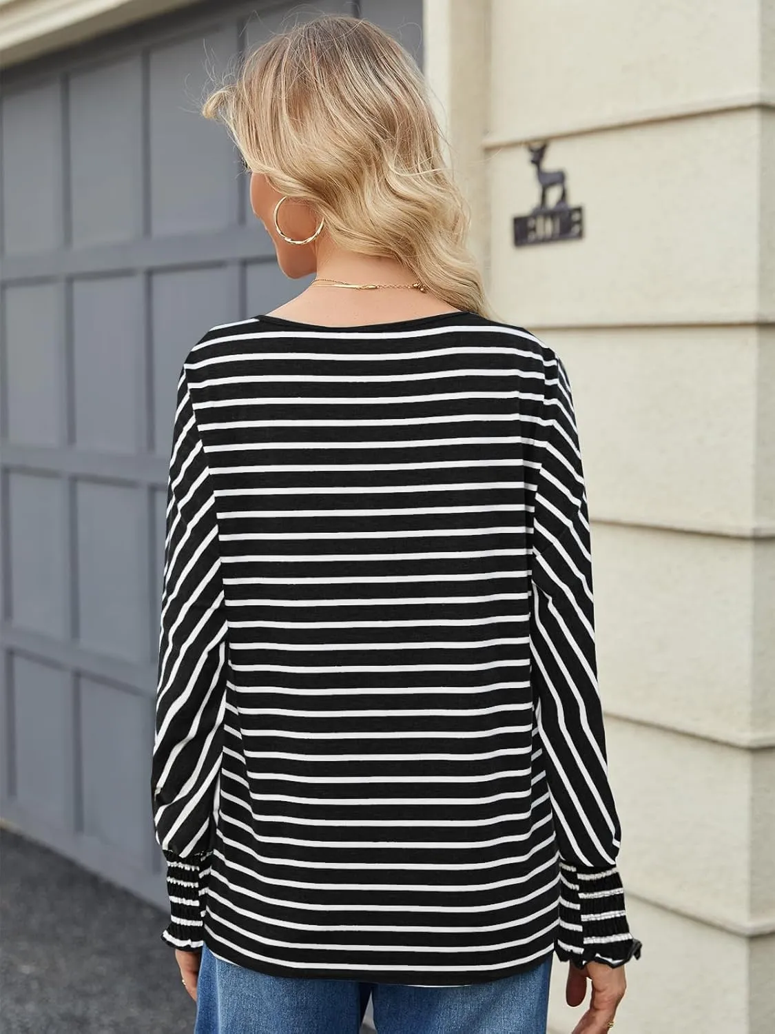Bluetime Womens Long Sleeve Tops Crew Neck Casual T Shirts Loose Basic Tee Blouse