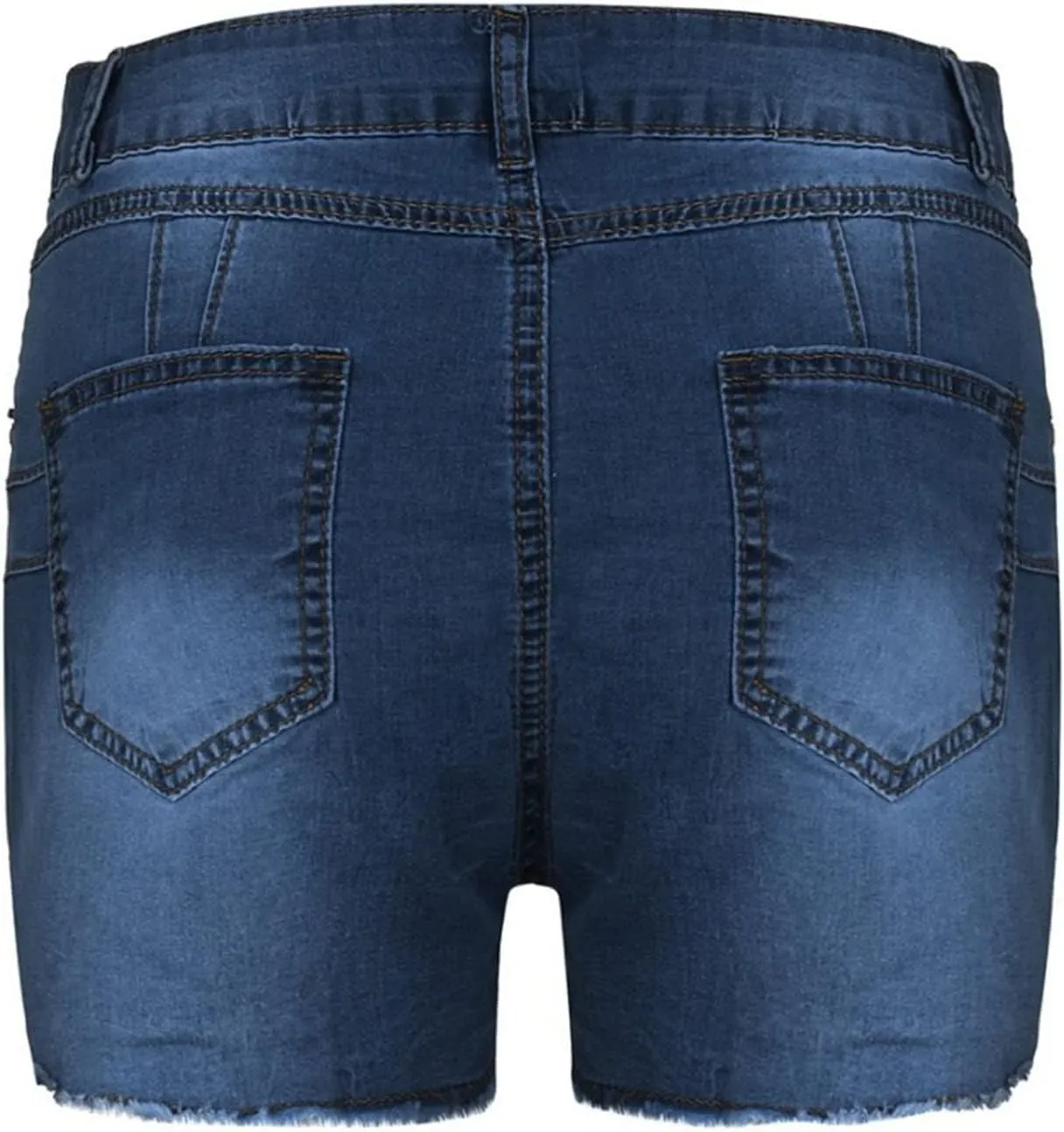 Butt Lift Denim Shorts for Women High Waisted Skinny Stretch Jeans Shorts Hem Ripped Hot Pants with Pockets