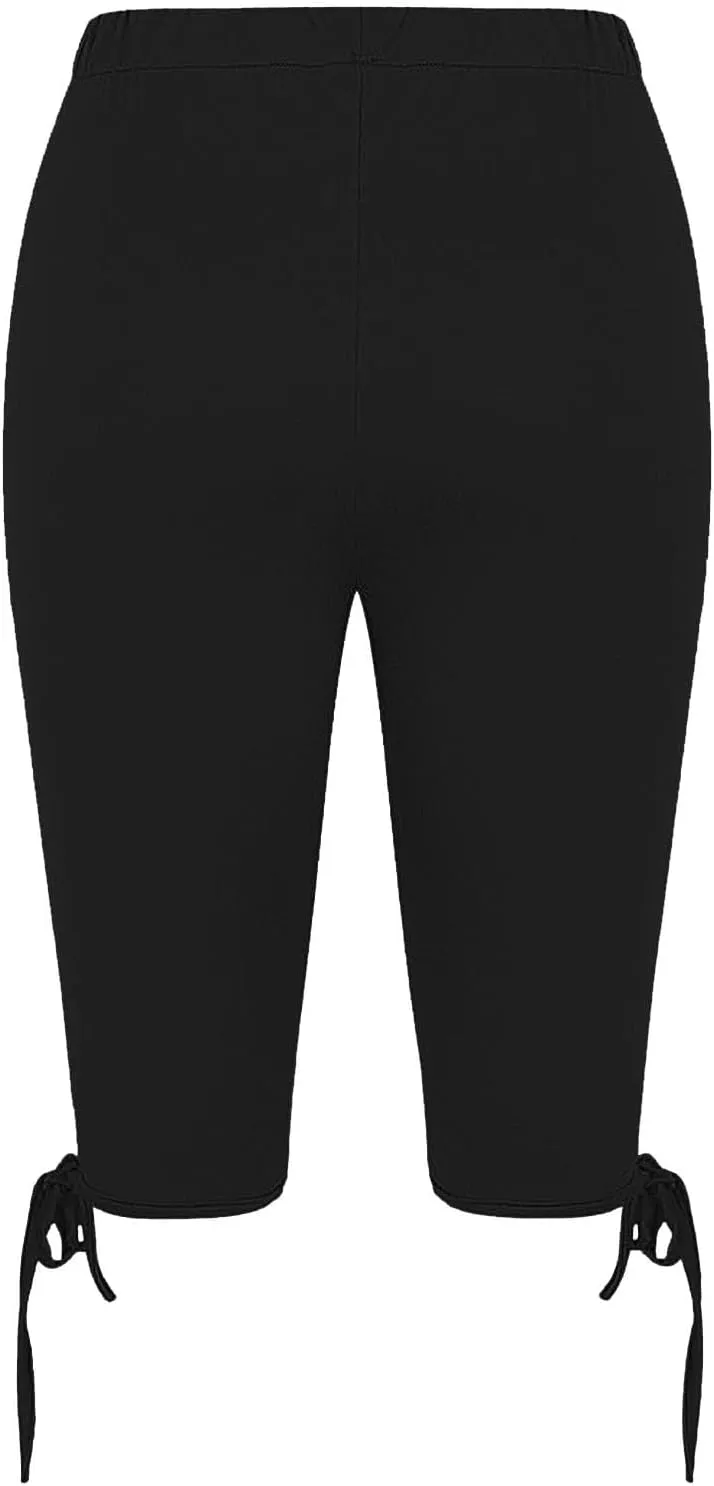 Capri Leggings for Women 2025 Casual Summer Stretch Slimming Workout Yoga Pants Lace-up Leg Leggings Compression Pant