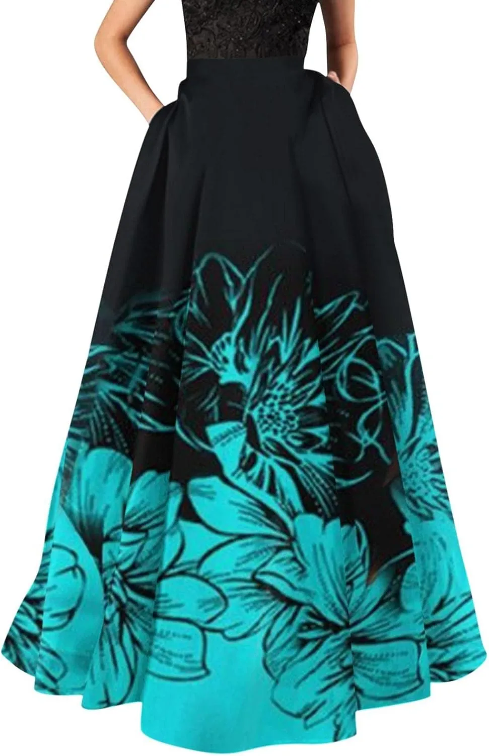 Casual Summer Skirt for Women 2023 Boho High Waist Boho Printed Loose Hem Swing Long Maxi Skirt with Pocket Party Flowy
