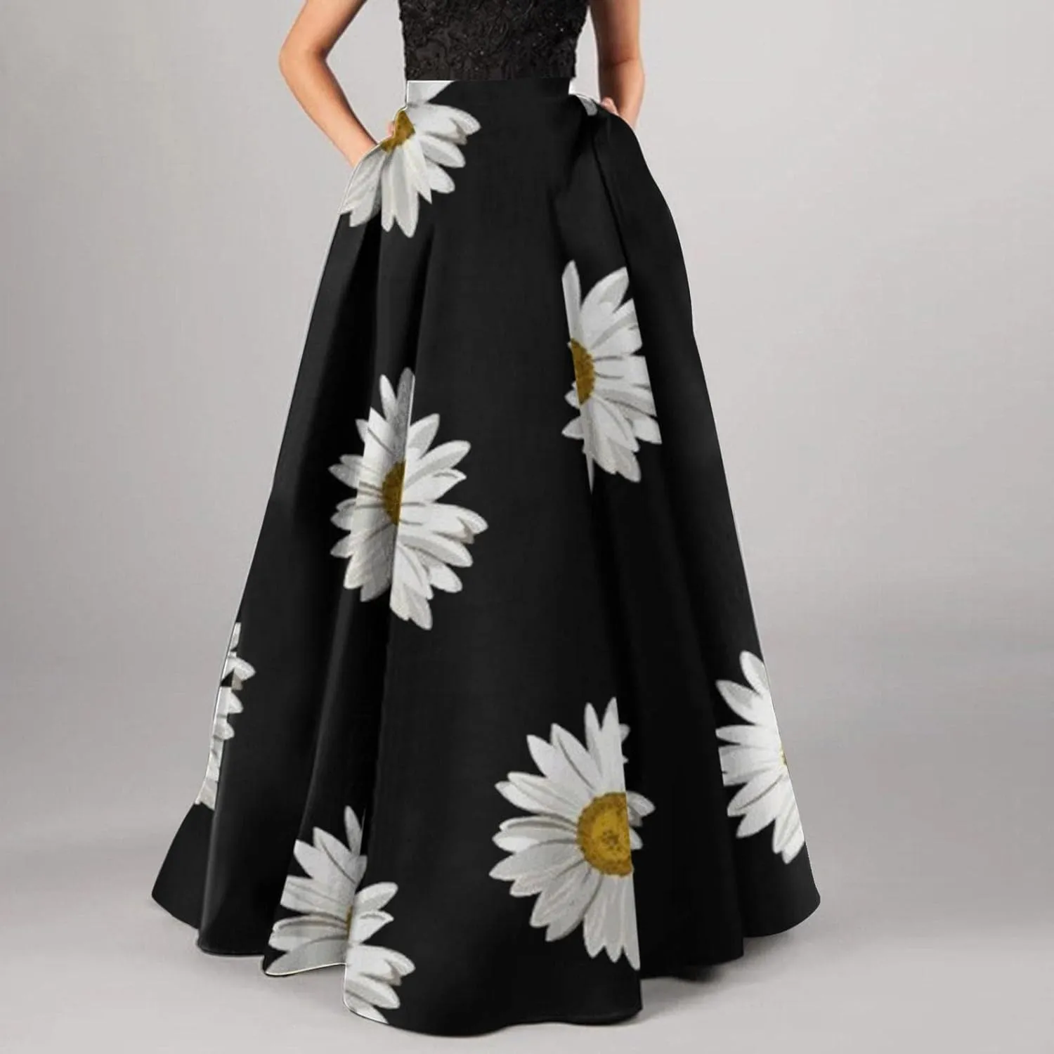 Casual Summer Skirt for Women 2023 Boho High Waist Boho Printed Loose Hem Swing Long Maxi Skirt with Pocket Party Flowy