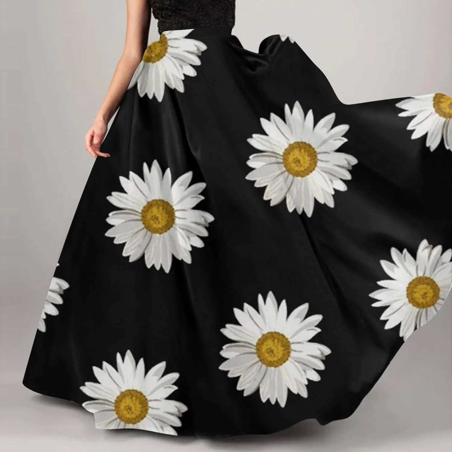 Casual Summer Skirt for Women 2023 Boho High Waist Boho Printed Loose Hem Swing Long Maxi Skirt with Pocket Party Flowy