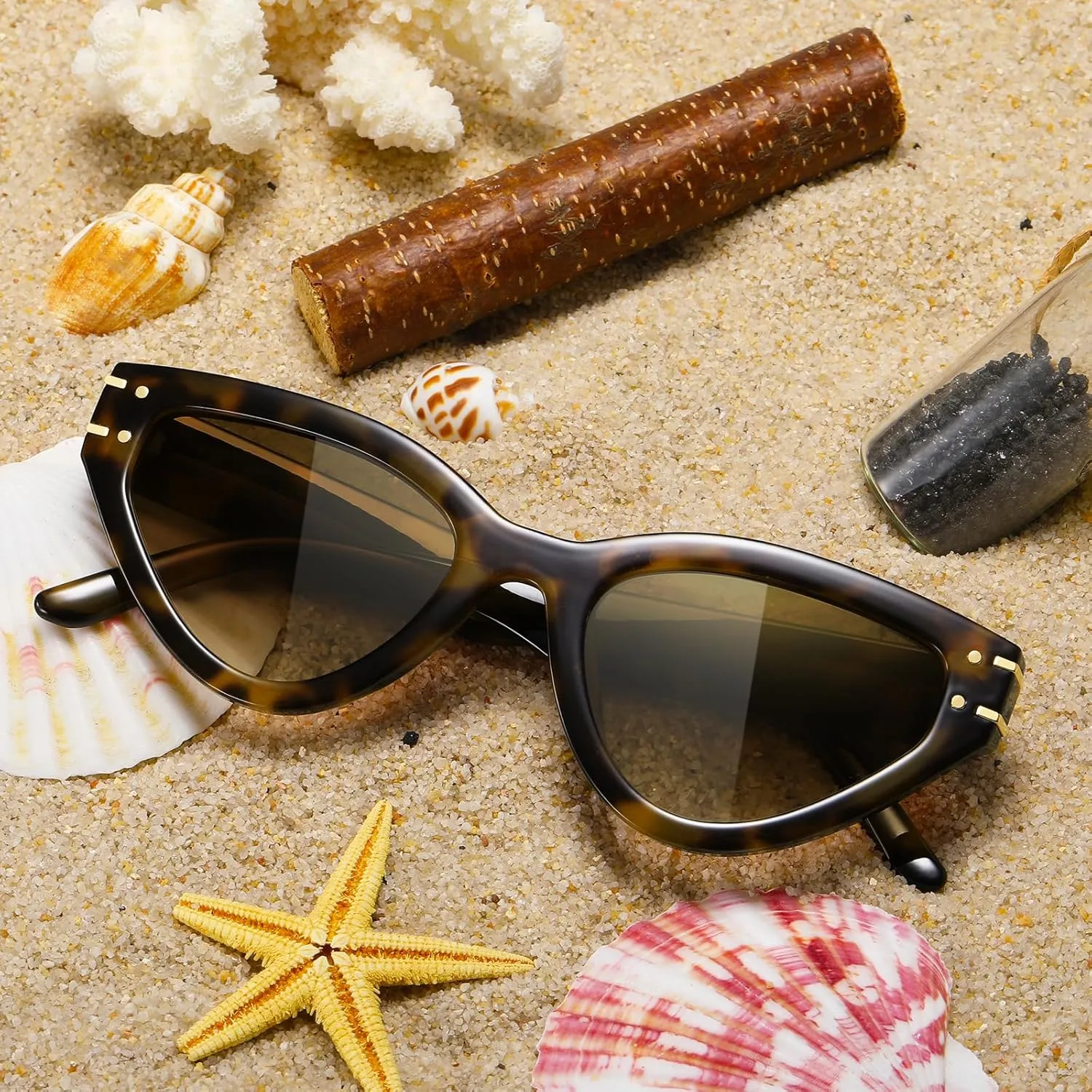 Cat Eye Sunglasses for Women Trendy Classic UV400 Protection Triangle Frame Cateye Sun Glasses