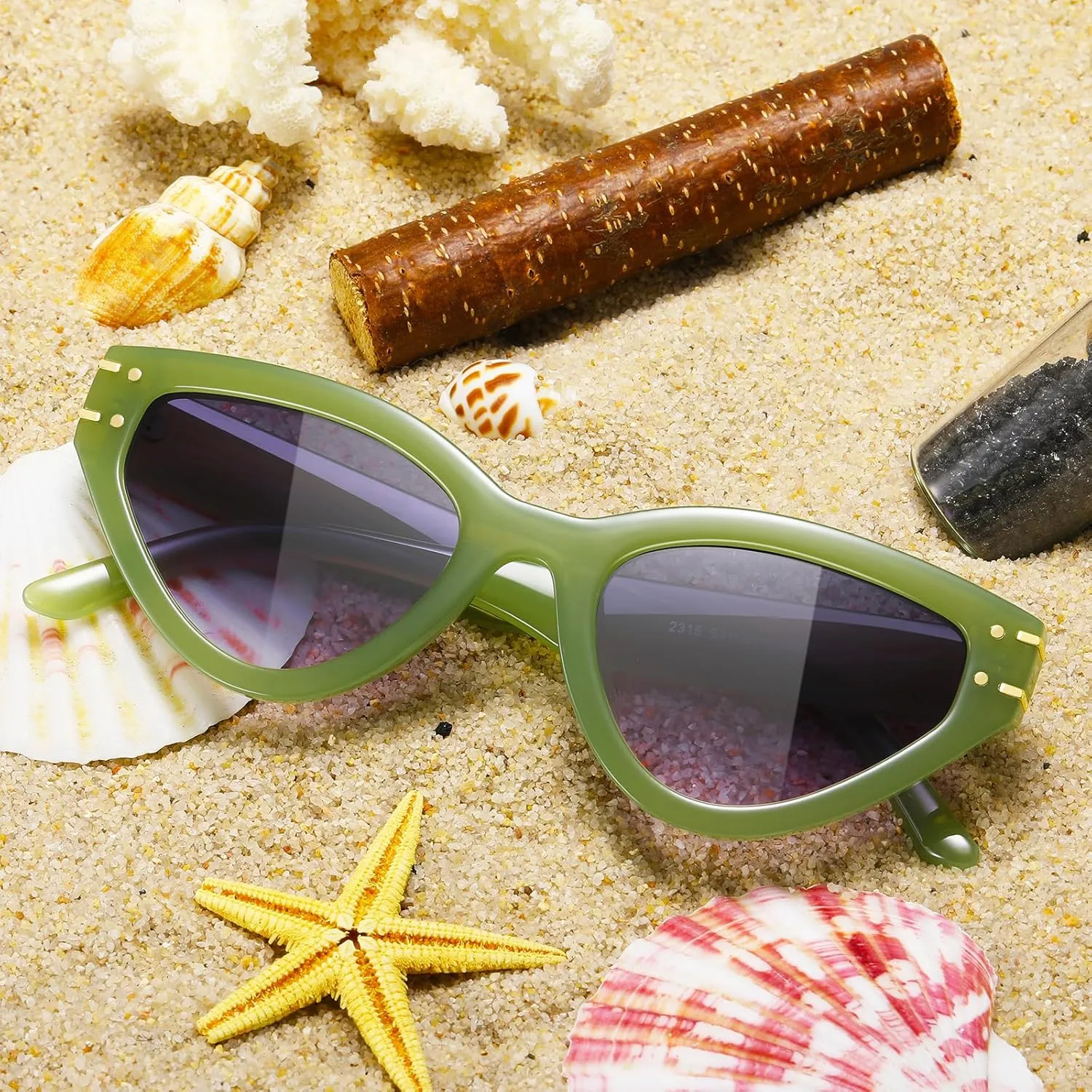 Cat Eye Sunglasses for Women Trendy Classic UV400 Protection Triangle Frame Cateye Sun Glasses