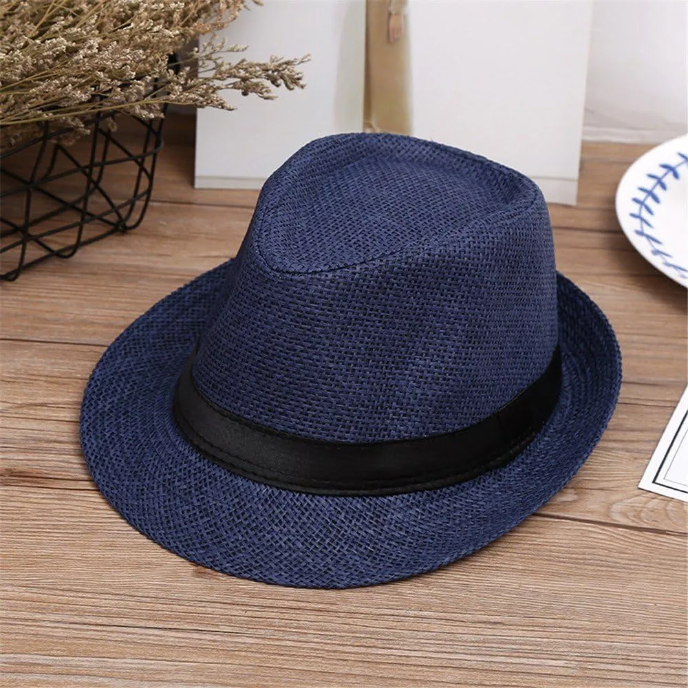 Children Floppy Straw Hat Sun Hat for Kids Fedora Hats Boys Jazz Summer Beach Cap Short Brim for Girls 2-10 Years