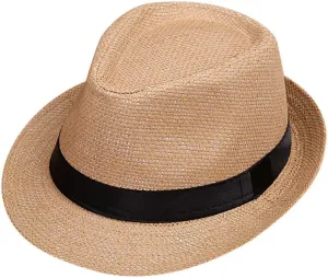 Children Floppy Straw Hat Sun Hat for Kids Fedora Hats Boys Jazz Summer Beach Cap Short Brim for Girls 2-10 Years