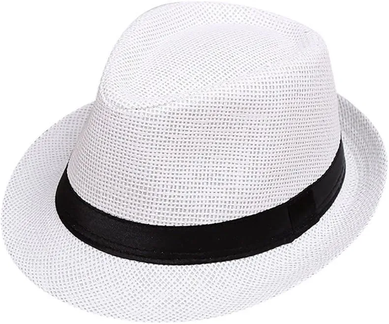 Children Floppy Straw Hat Sun Hat for Kids Fedora Hats Boys Jazz Summer Beach Cap Short Brim for Girls 2-10 Years