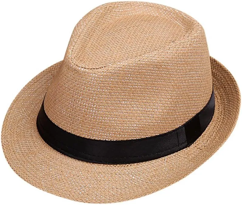 Children Floppy Straw Hat Sun Hat for Kids Fedora Hats Boys Jazz Summer Beach Cap Short Brim for Girls 2-10 Years