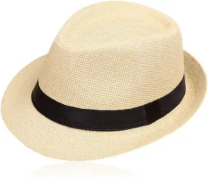 Children Floppy Straw Hat Sun Hat for Kids Fedora Hats Boys Jazz Summer Beach Cap Short Brim for Girls 2-10 Years
