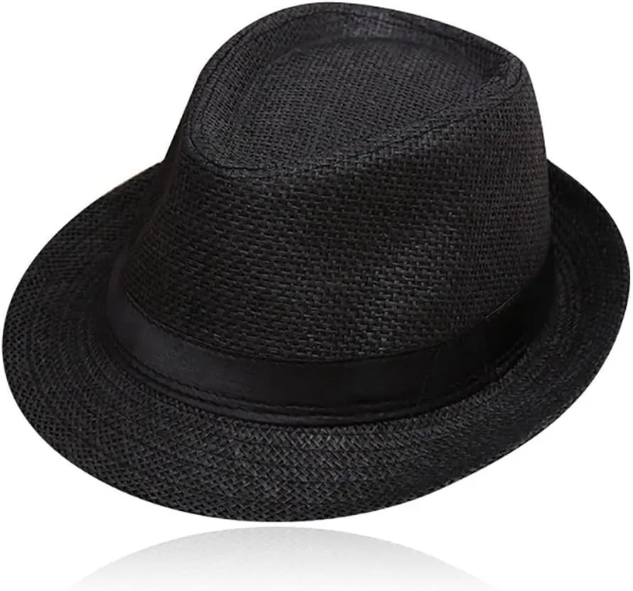 Children Floppy Straw Hat Sun Hat for Kids Fedora Hats Boys Jazz Summer Beach Cap Short Brim for Girls 2-10 Years