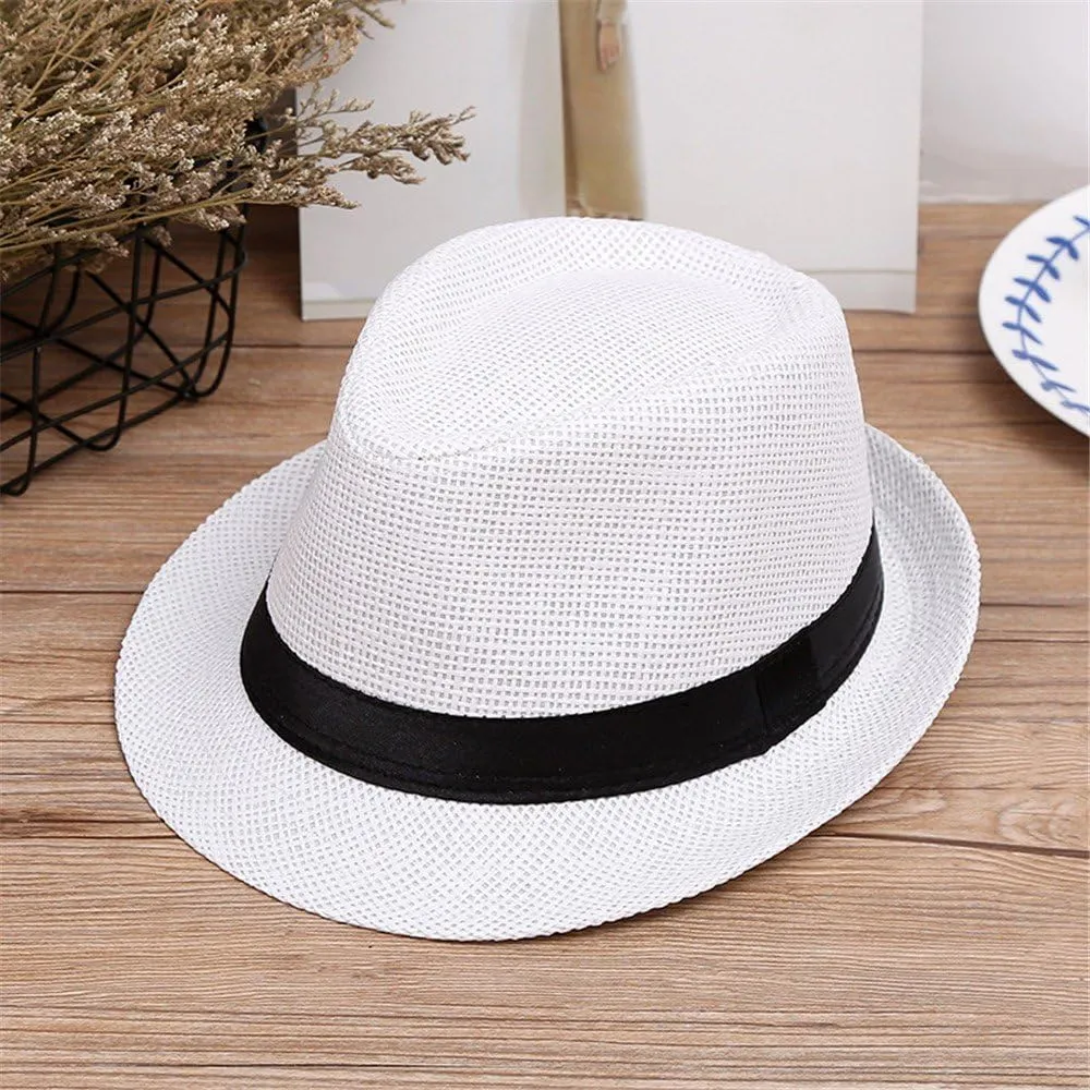 Children Floppy Straw Hat Sun Hat for Kids Fedora Hats Boys Jazz Summer Beach Cap Short Brim for Girls 2-10 Years