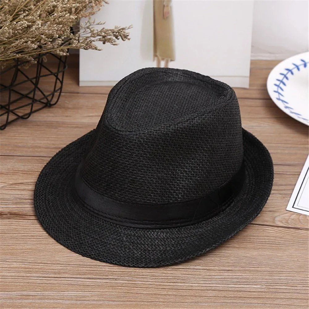 Children Floppy Straw Hat Sun Hat for Kids Fedora Hats Boys Jazz Summer Beach Cap Short Brim for Girls 2-10 Years