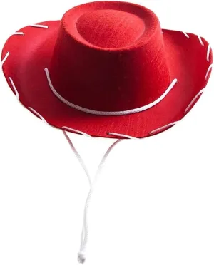 Childrens Classic Vintage Western Felt Cowboy Hat Kids Adjustable Drawstring Caps Outdoor Riding Wide Brim Sun Hats