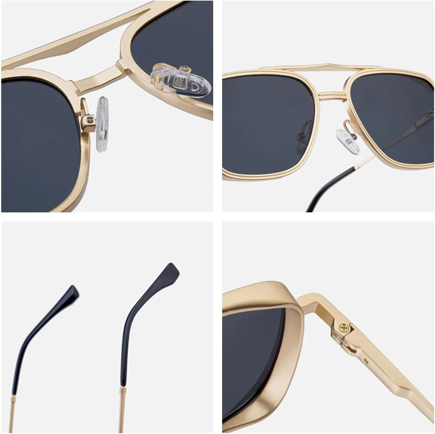 Classic Punk Sunglasses for Women Men Luxury Steampunk Metal Double Beam Uv400 Driving