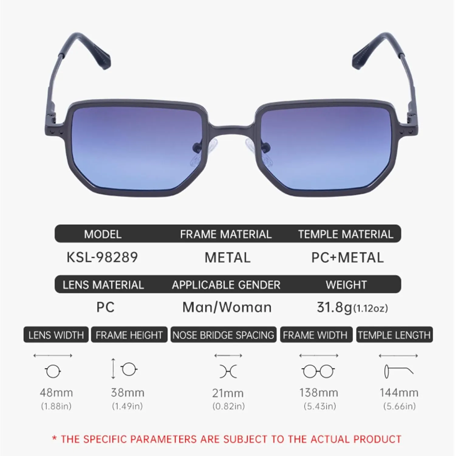 Classic Small Frame Rectangle Sunglasses for Women Men Luxury Trendy Driving Uv400
