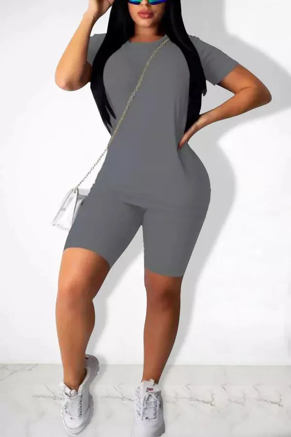 Comfy Grey Biker Short Set