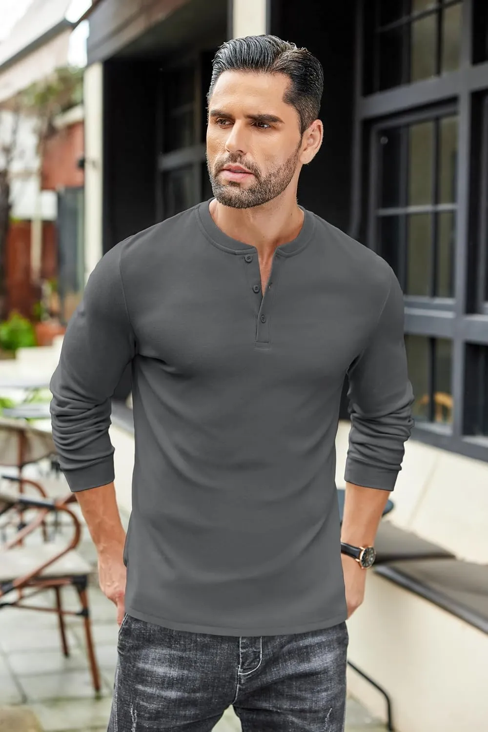 COOFANDY Men's Henley Shirts Long Sleeve Basic Pullover Shirt Lightweight Button T-Shirts