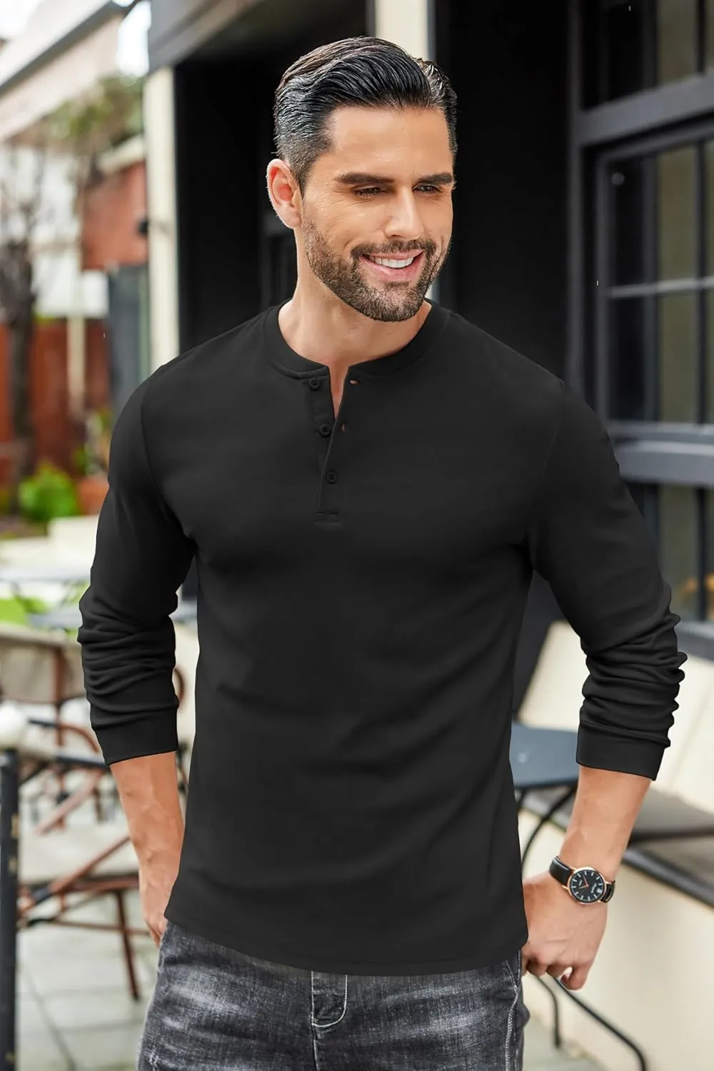 COOFANDY Men's Henley Shirts Long Sleeve Basic Pullover Shirt Lightweight Button T-Shirts