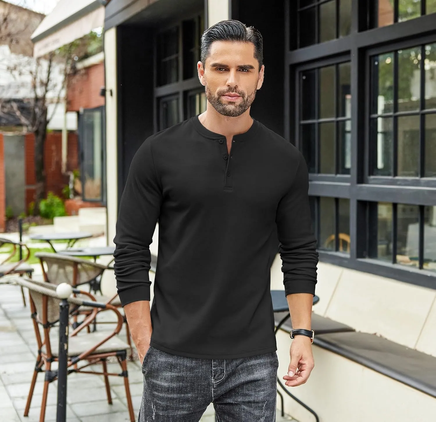 COOFANDY Men's Henley Shirts Long Sleeve Basic Pullover Shirt Lightweight Button T-Shirts