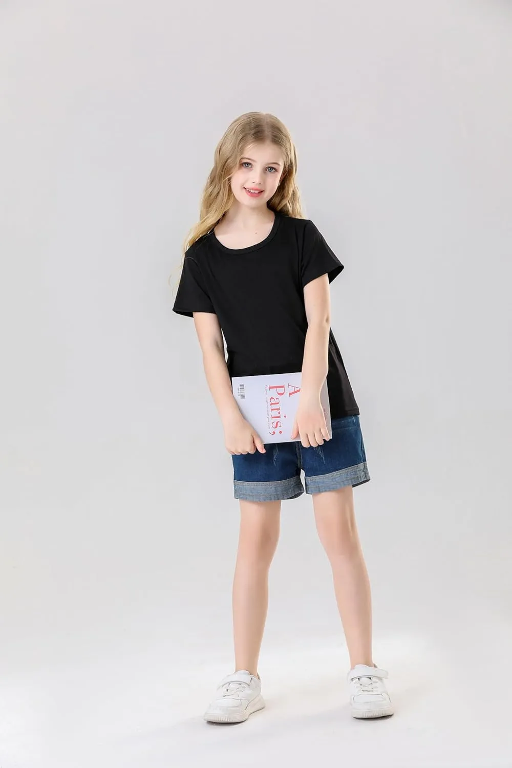 Cotton Kids T-Shirts Short Sleeve Summer Crew Neck Basic Tops for Boy & Girl&Toddlers