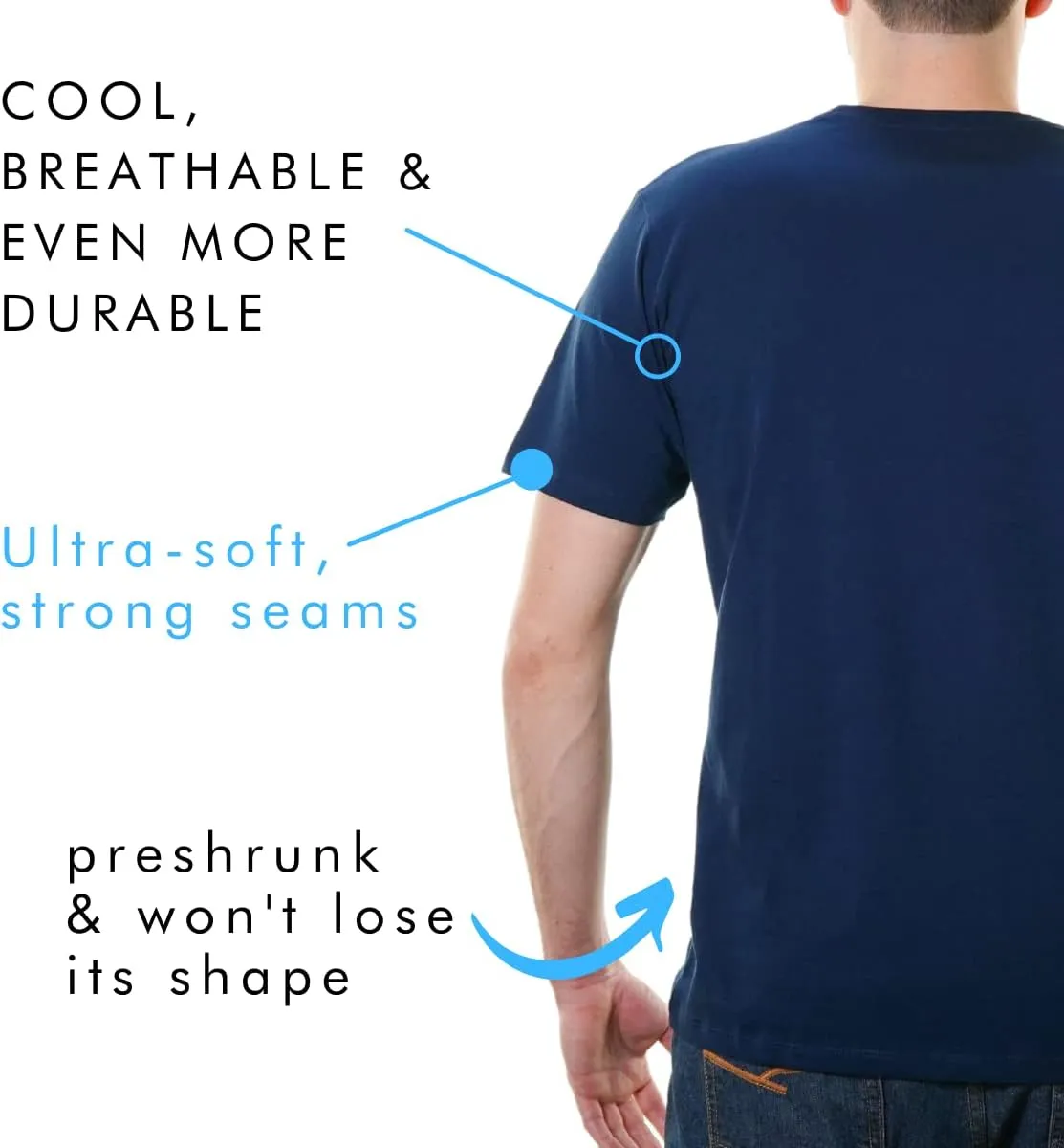 Crewneck 100% Certified Organic Cotton, Soft Shirts for Men