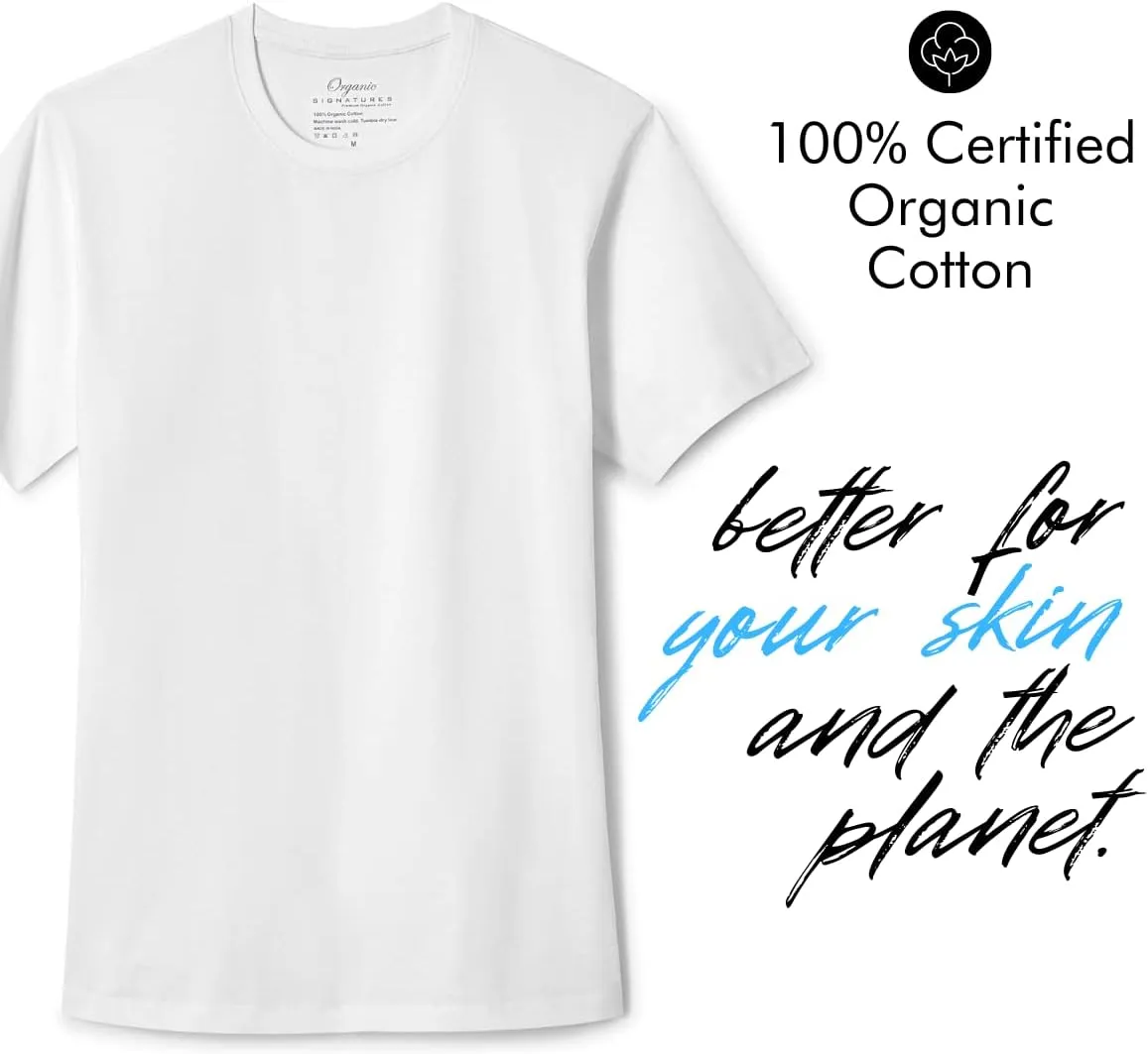 Crewneck 100% Certified Organic Cotton, Soft Shirts for Men