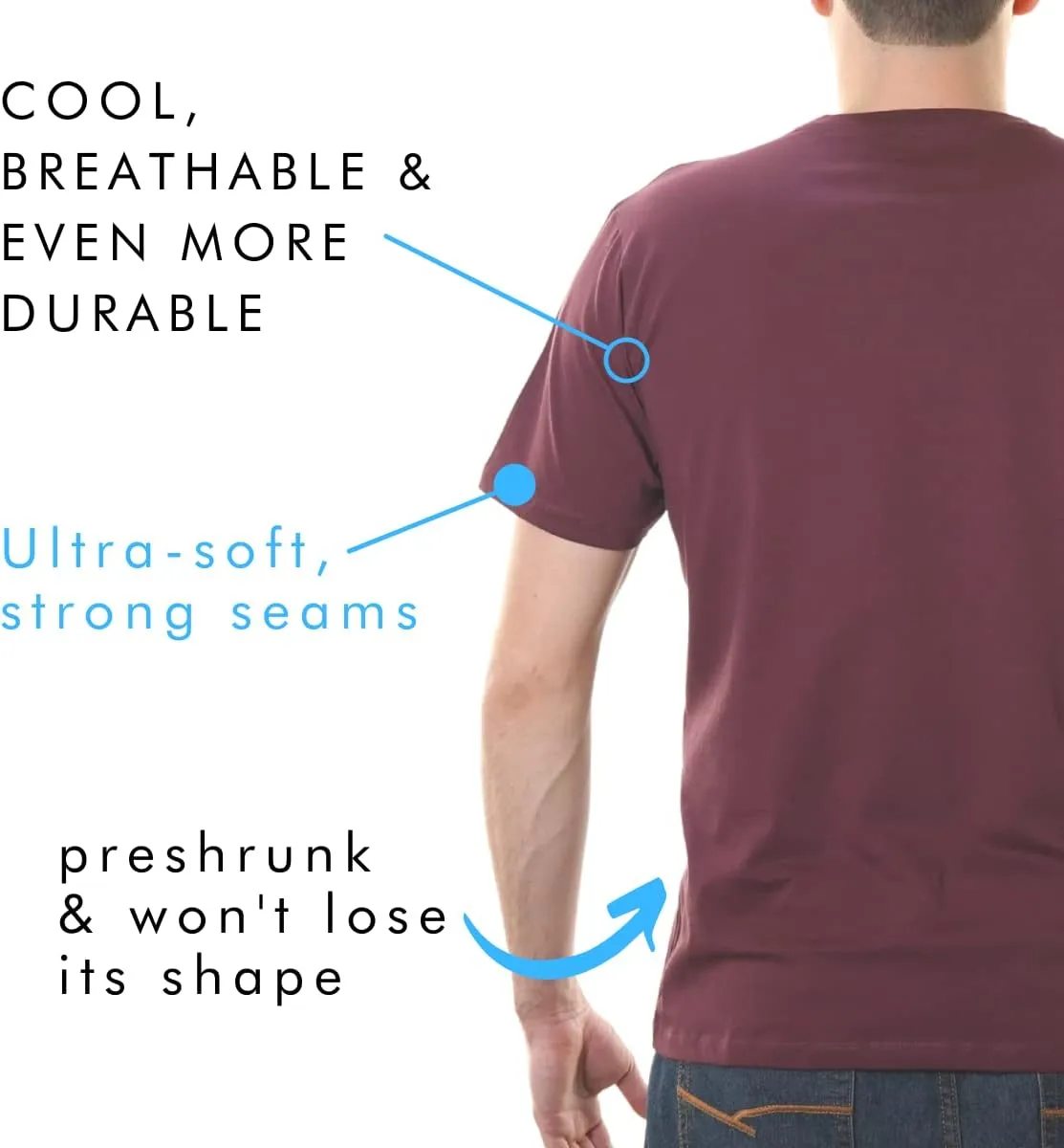 Crewneck 100% Certified Organic Cotton, Soft Shirts for Men