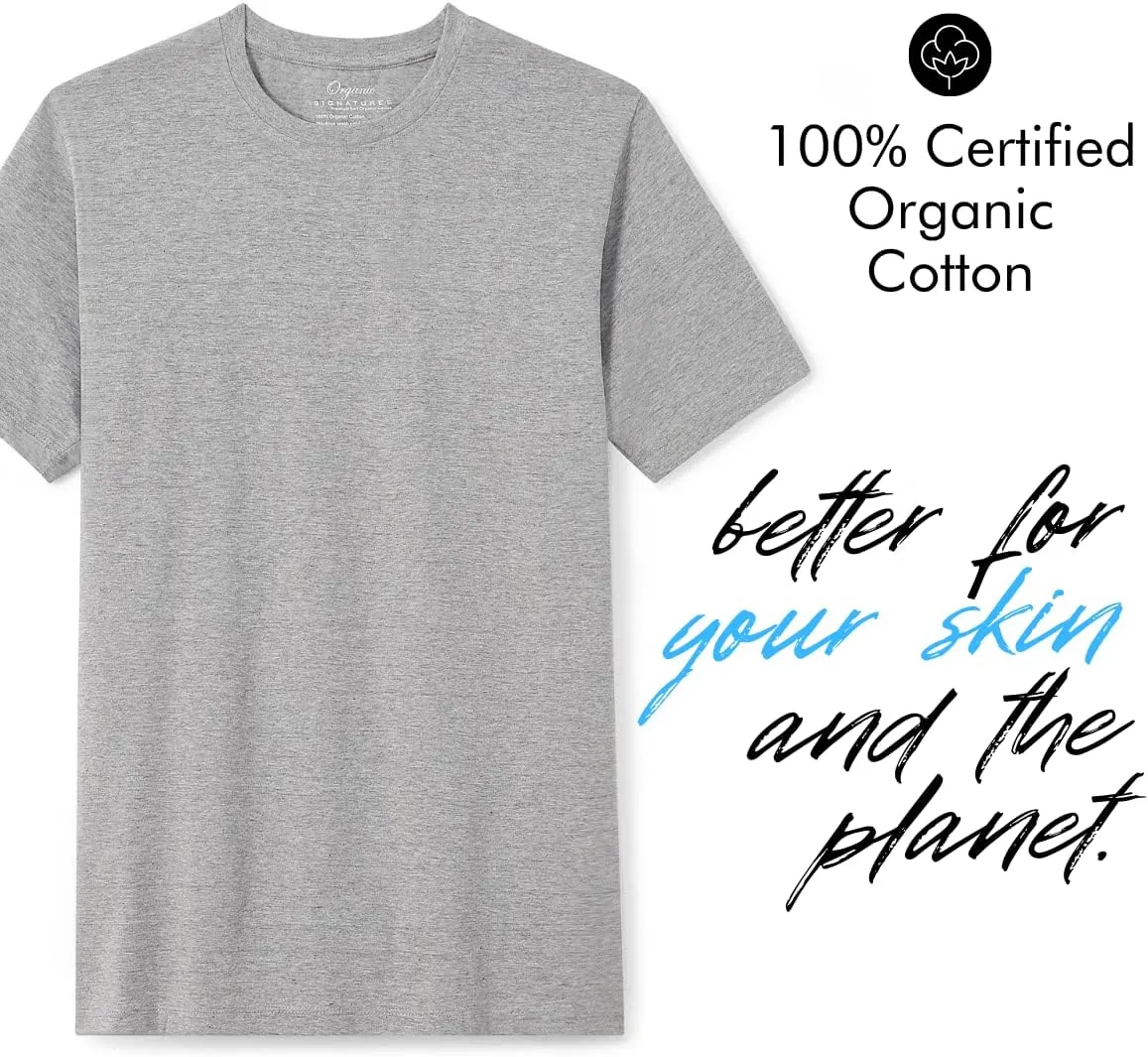 Crewneck 100% Certified Organic Cotton, Soft Shirts for Men