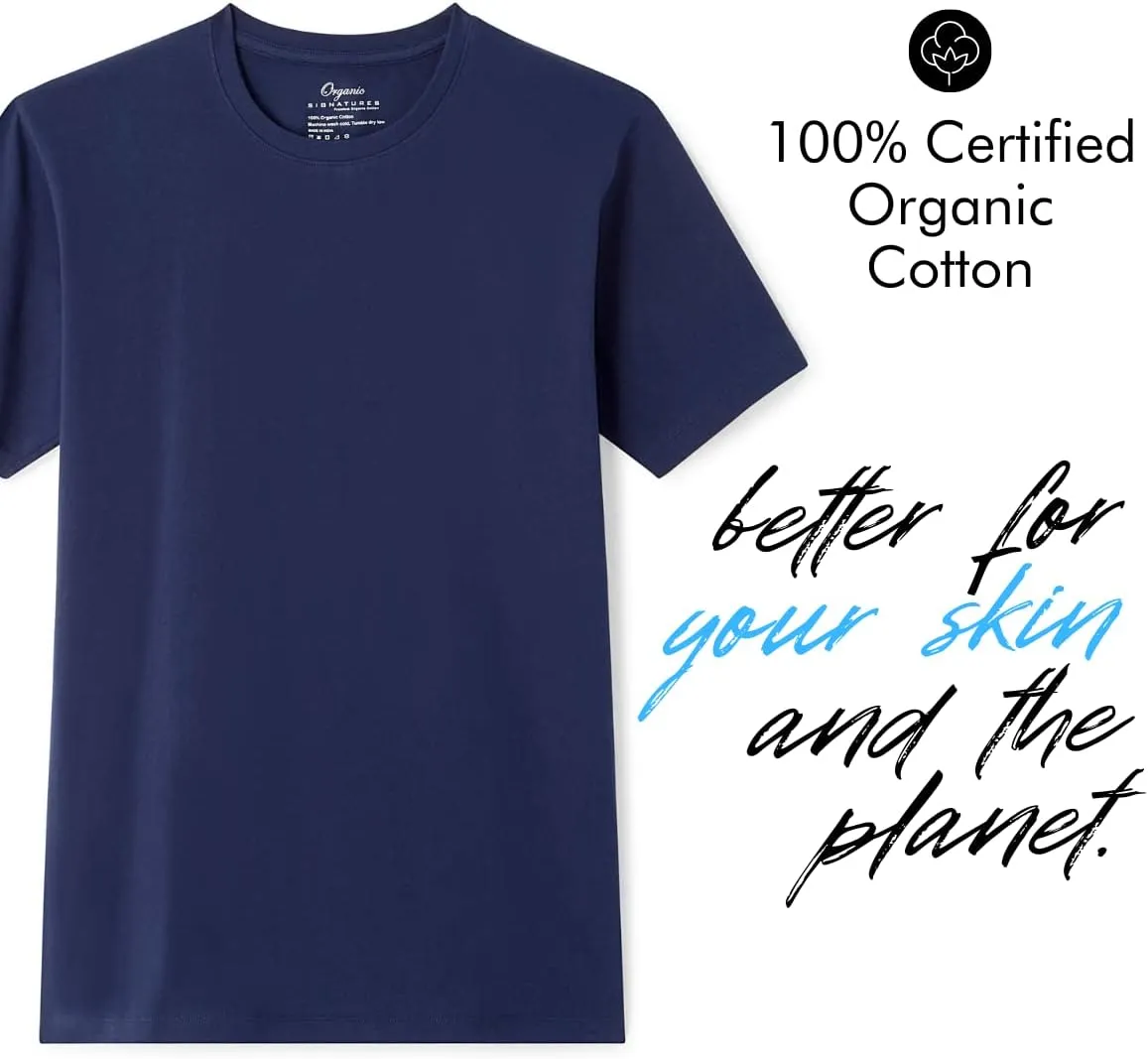 Crewneck 100% Certified Organic Cotton, Soft Shirts for Men