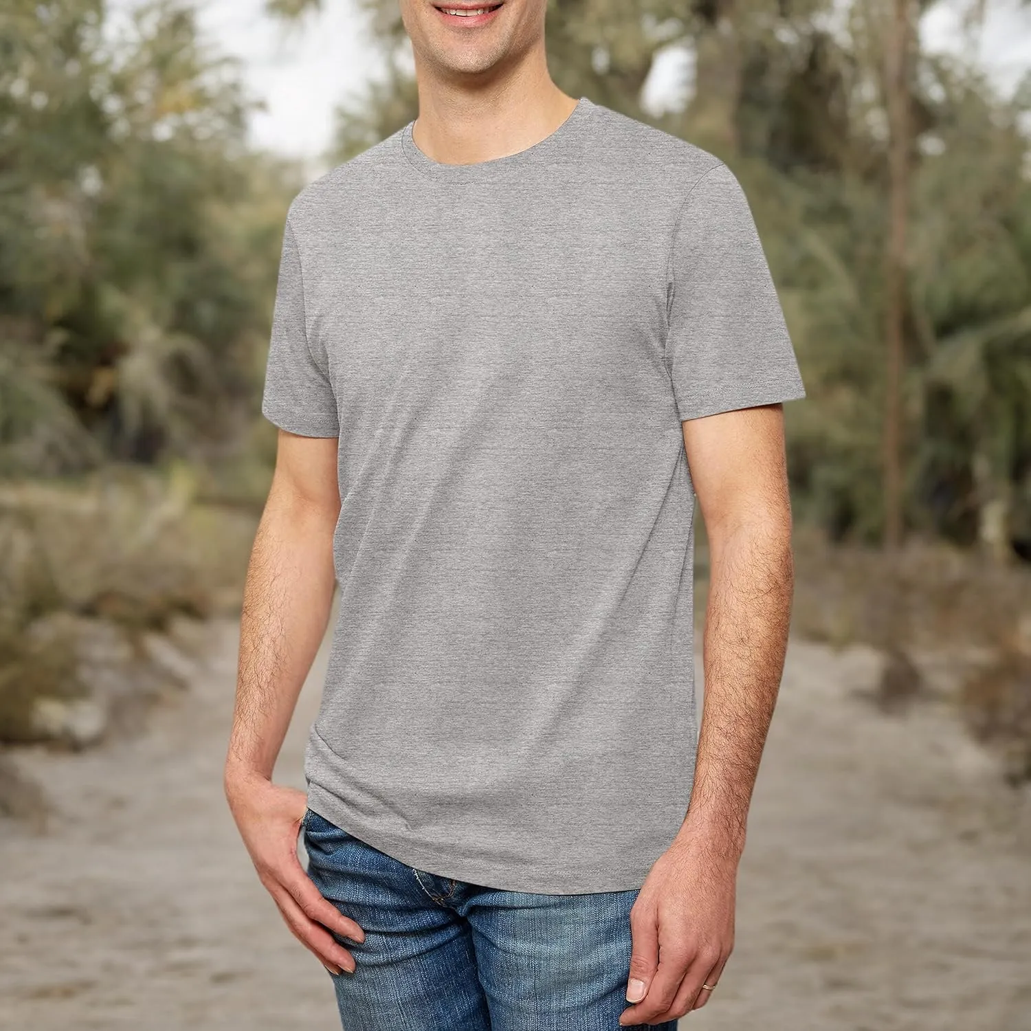Crewneck 100% Certified Organic Cotton, Soft Shirts for Men