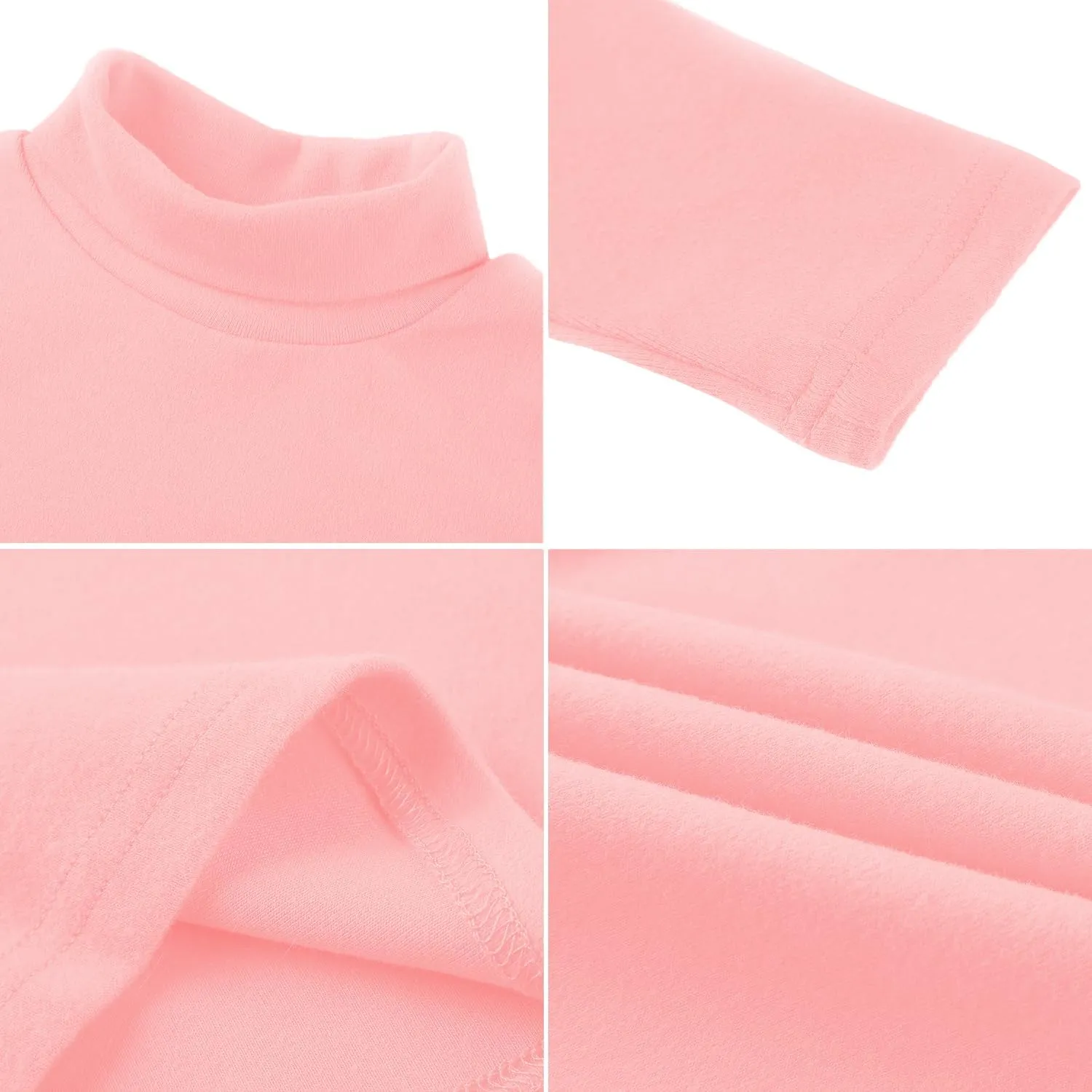 CUNYI Boys Girls Turtleneck Long Sleeve Soft Cotton T-Shirts Solid Color Warm Tee Tops