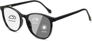 Cyxus Photochromic Glasses for Women Men UV Protection with Blue Light Blocking Retro Round Frame 8193