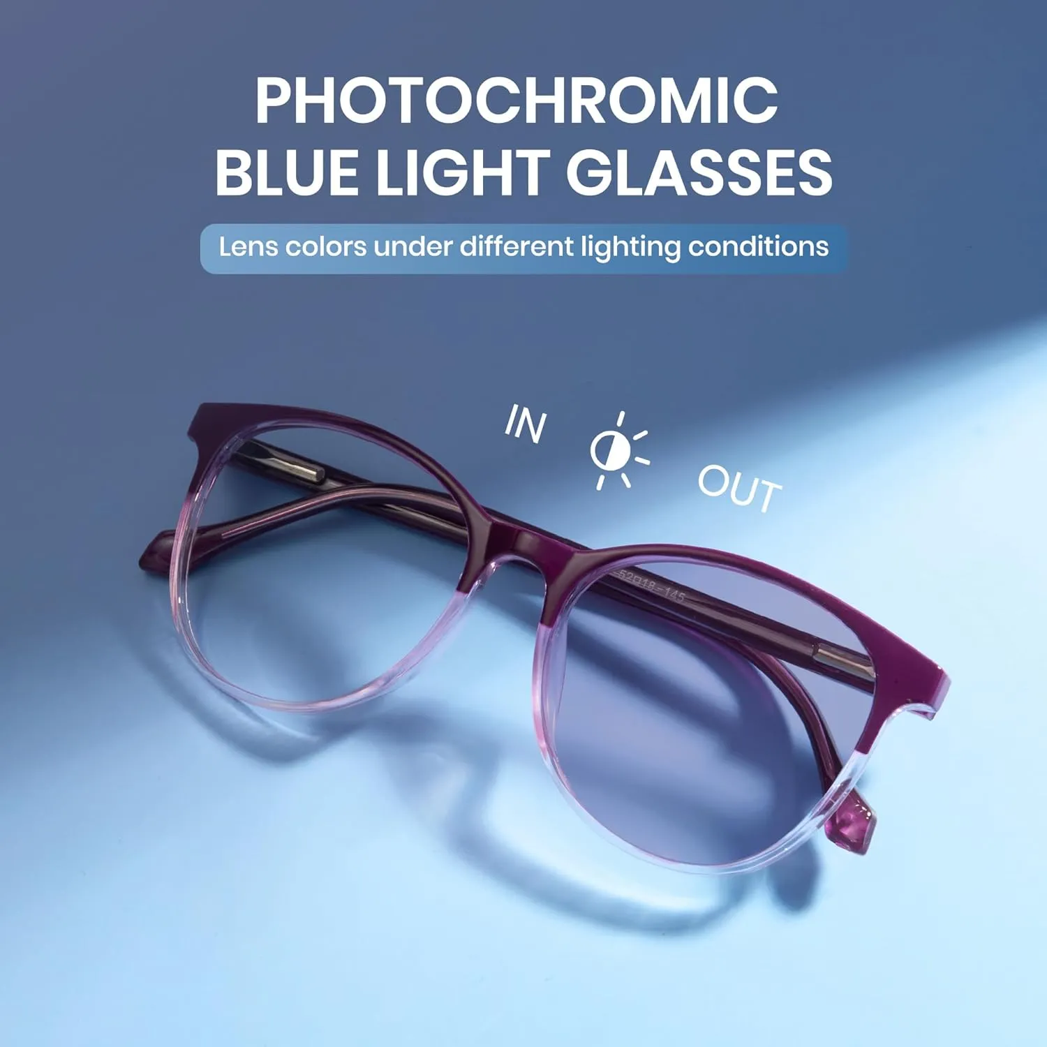 Cyxus Photochromic Glasses for Women Men UV Protection with Blue Light Blocking Retro Round Frame 8193